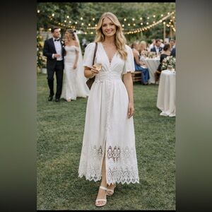 The Katerina Anthropologie NWT Button-Front Dress: Eyelet Edition size M.